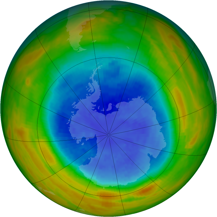 Antarctic ozone map for 20 September 1984